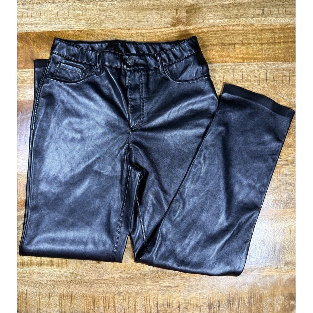 Joie Faux Leather Pants Women's Size 4 Black Straight Leg Vegan Leather Pants